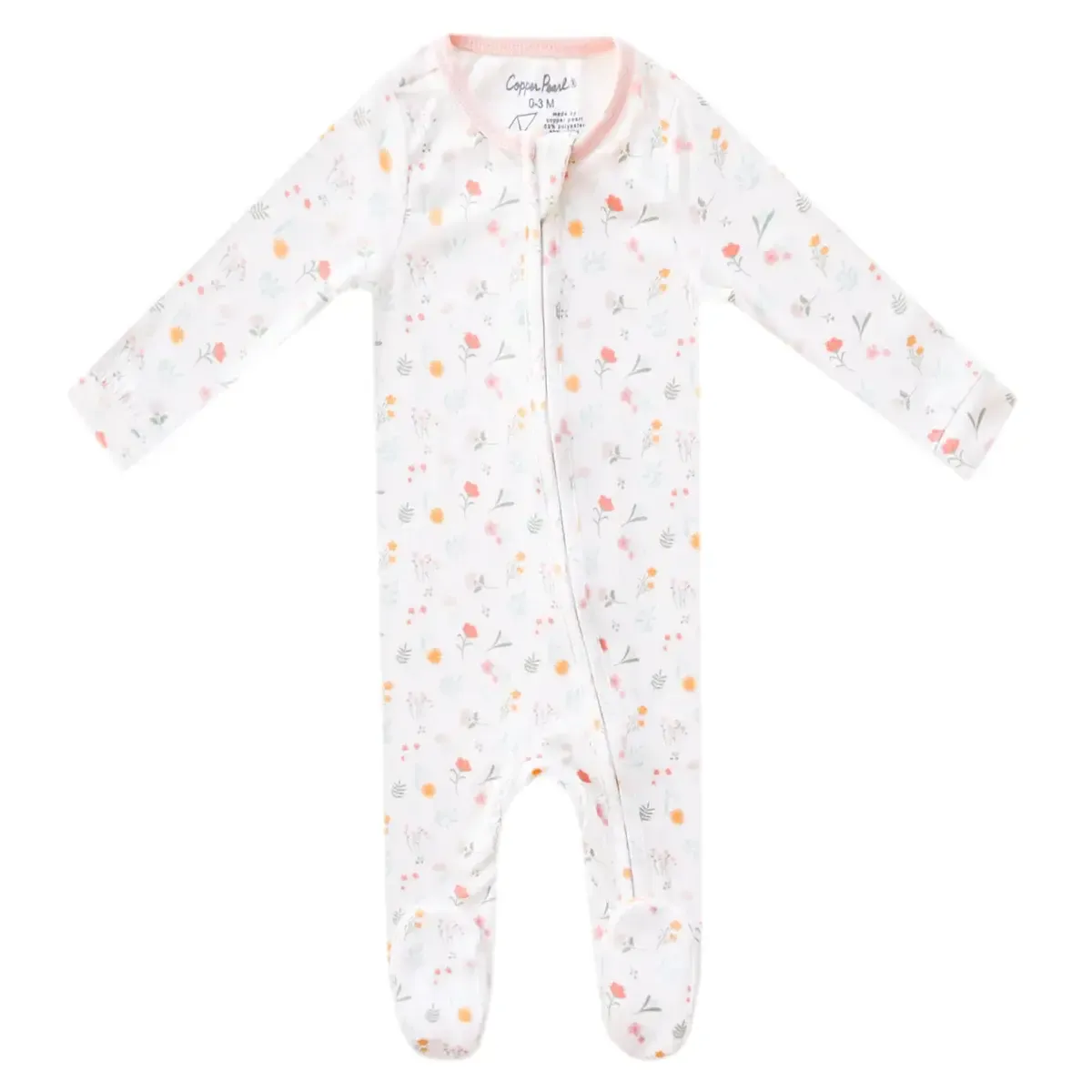 Copper Pearl Zip-Up Footie Pajama Mabel, Size: Newborn