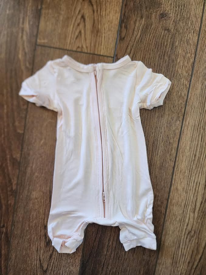 The Cozy Munchkin Solid Short Romper, Color: Pink, Size: 0-3 M