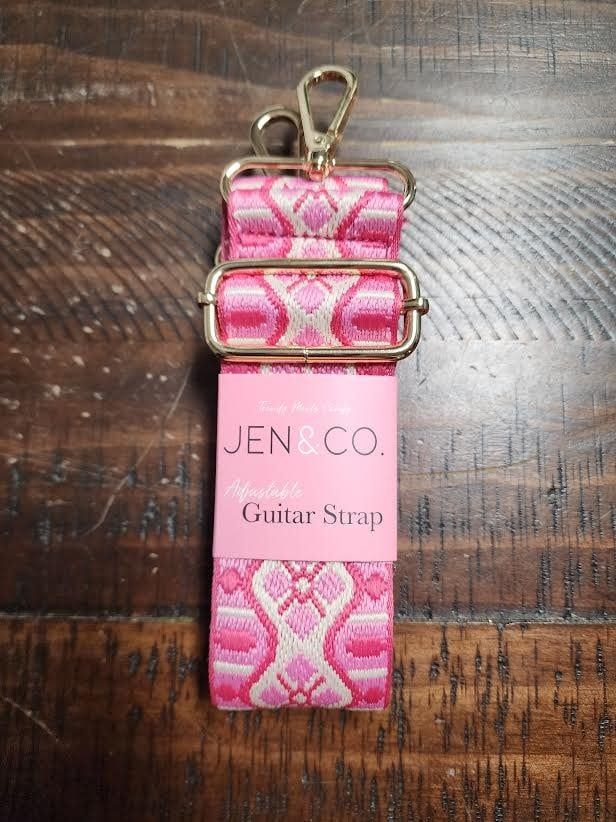 Jen &amp; Co Woven Guitar Strap, Color: Hot Pink