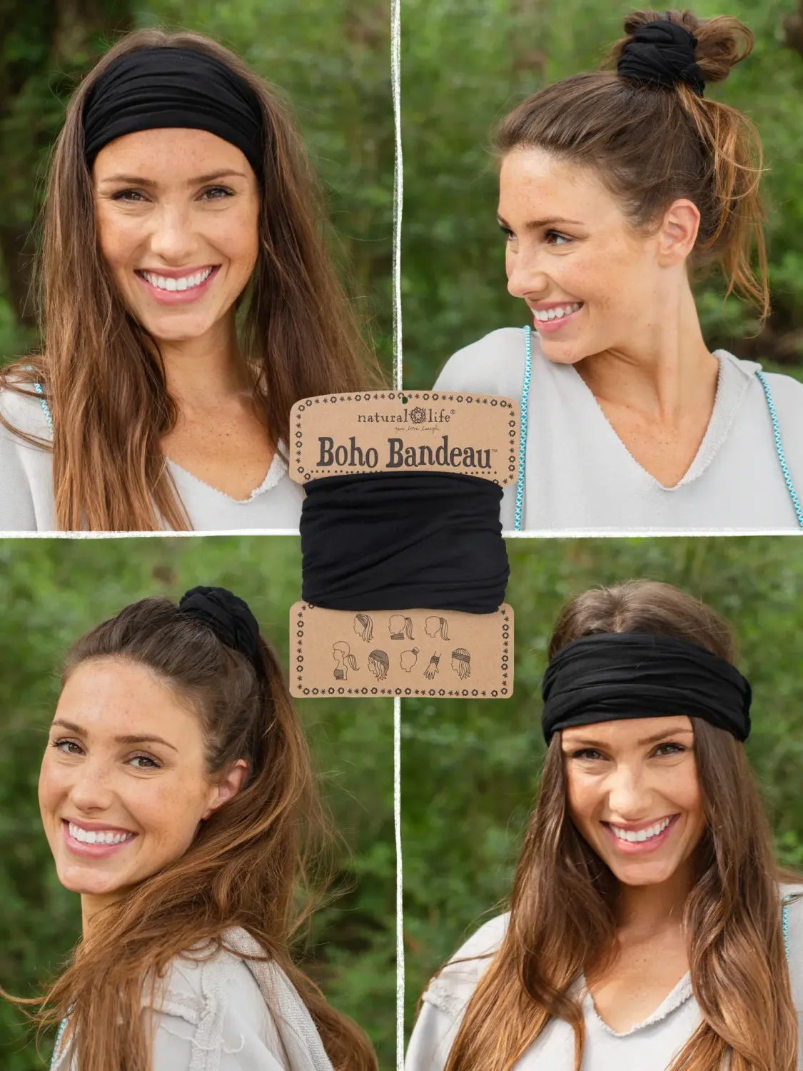 Natural Life Solid Boho Bandeau® Headband - Black