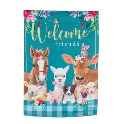 Sweet Farm Friends Garden Suede Flag