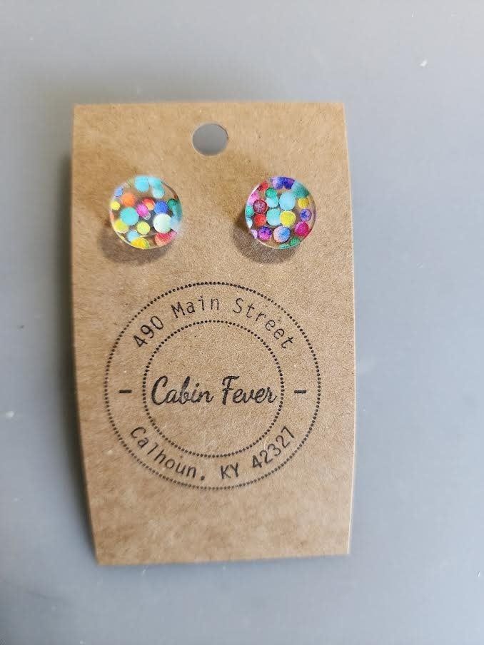 Round Clear Lots of Dots Earring