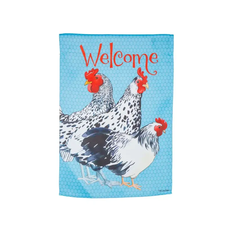 Chickens Suede Garden Flag
