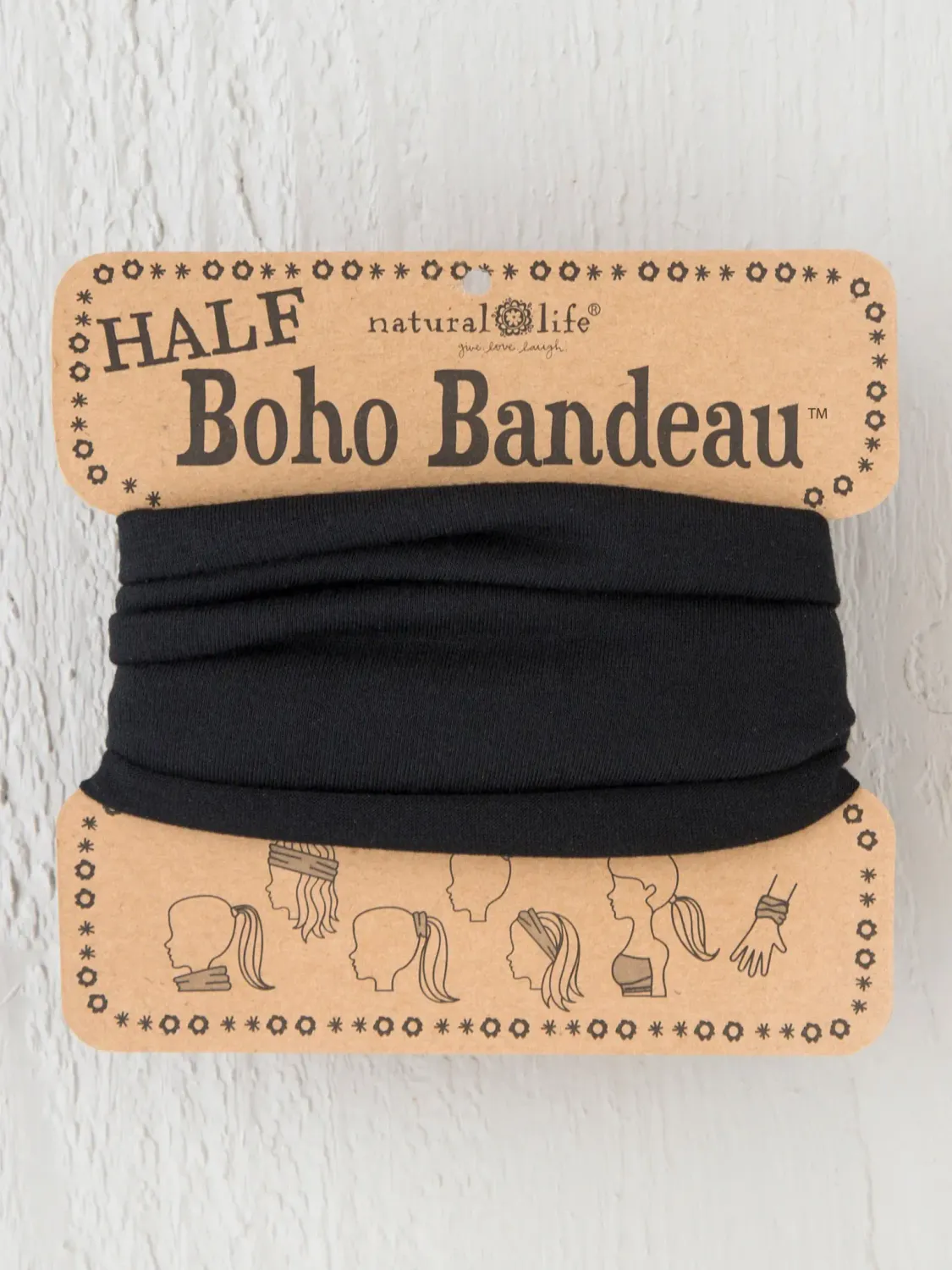 Natural Life Half Boho Bandeau® Headband - Black