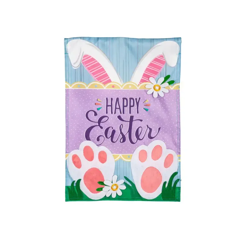 Happy Easter Bunny Applique Garden Flag