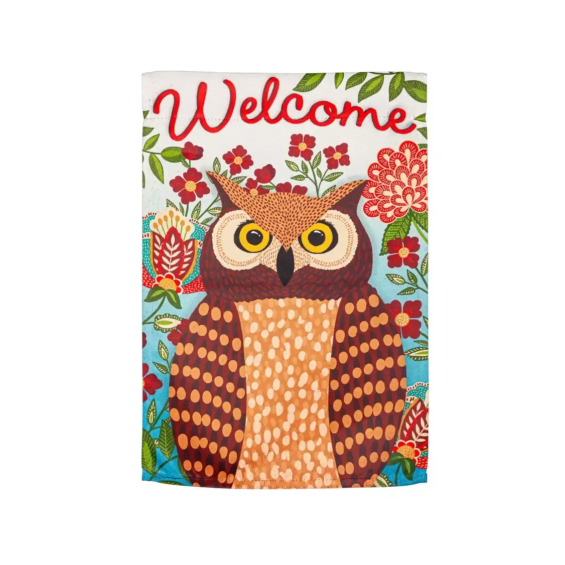 Fall Owl Garden Suede Welcome Flag