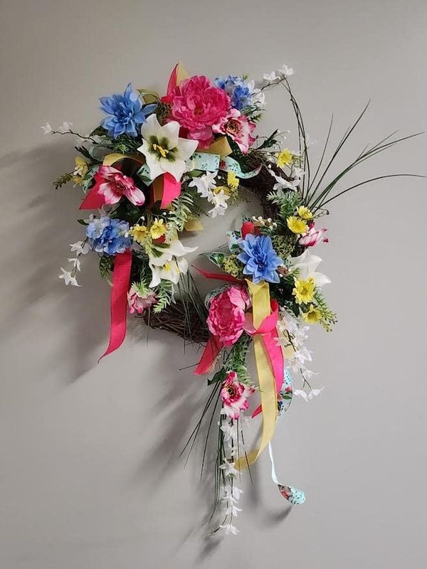 Pink &amp; Blue Spring Wreath