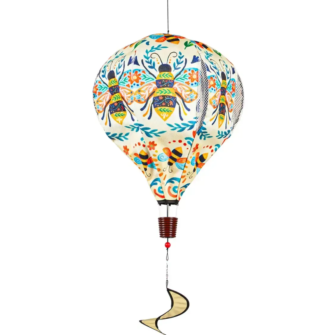 Patterned Bee Burlap Balloon Spinner