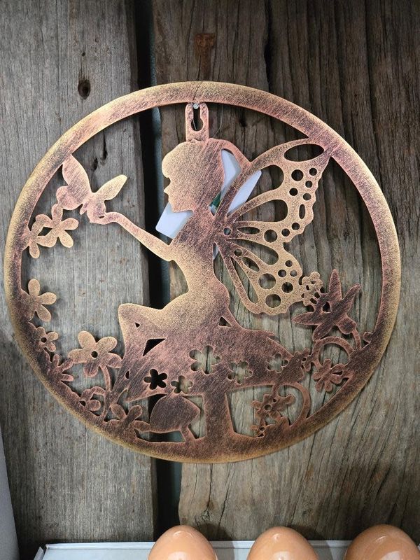 12&quot; Diameter Rustic Metal Fairy Garden Sign