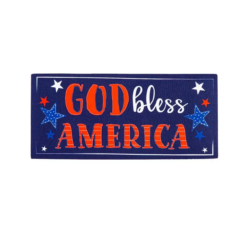 Patriotic God Bless America Sassafras Mat,0.25x22x10 Inches