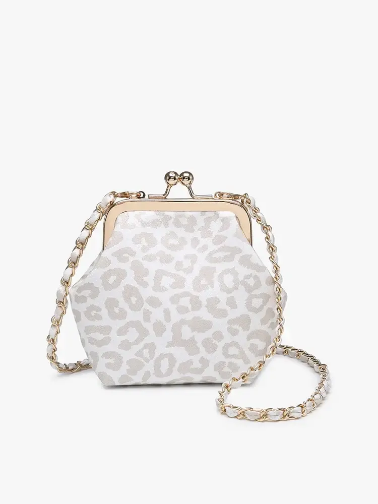 Jen &amp; Co Cleo Vegan Coin Pouch Cheetah/ Lt Grey