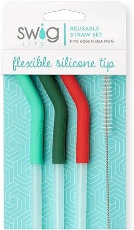 Swig Mint/Green/Red Reusable Straw Set