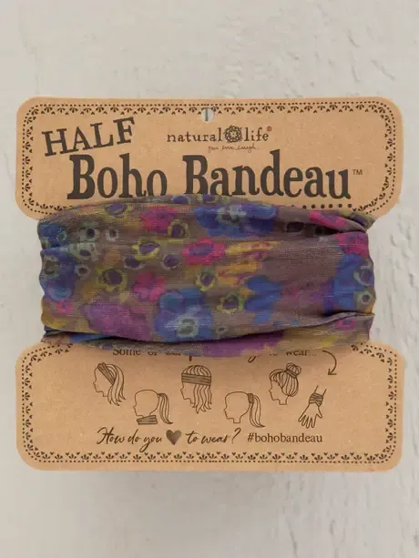 Natural Life Half Boho Bandeau® Headband - Grey Dusty Floral