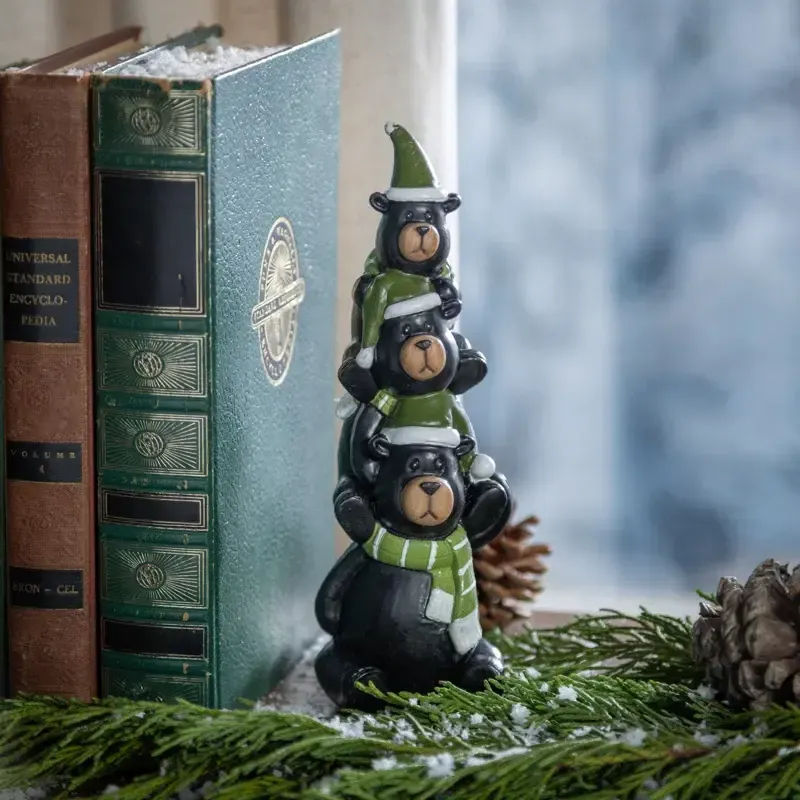 8&quot; Resin Stacked Black Bear Table Decor