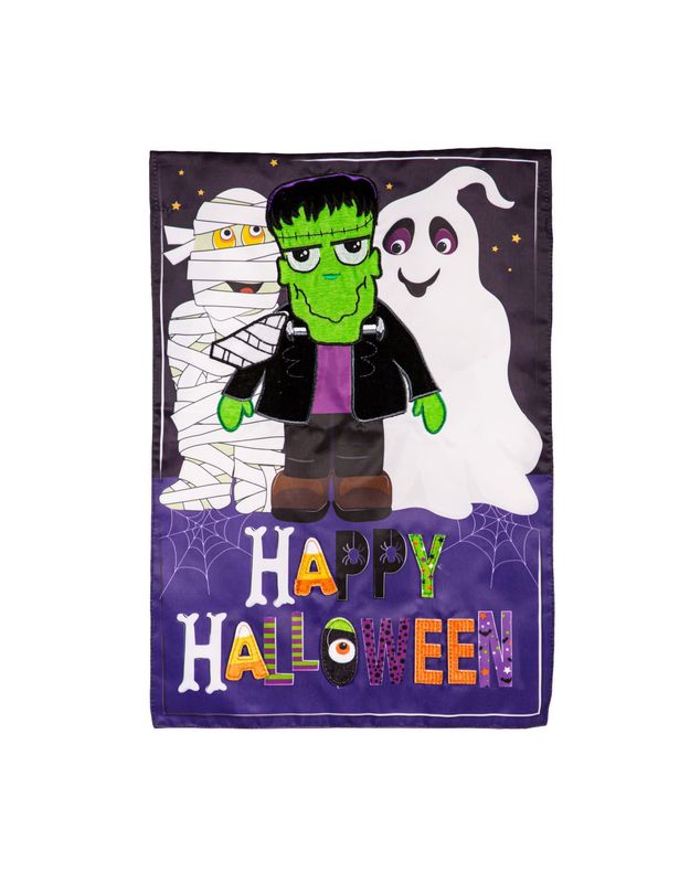 Happy Halloween Trio Applique Garden Flag