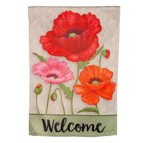 Poppy Welcome Suede Garden Flag