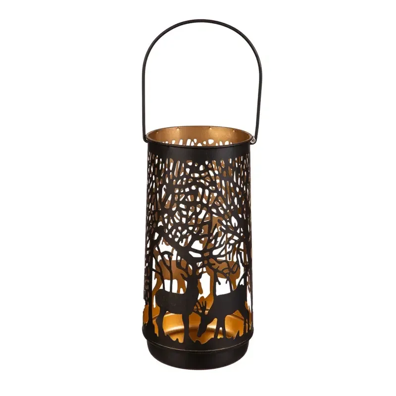12" Metal Lantern, Woodland Forest