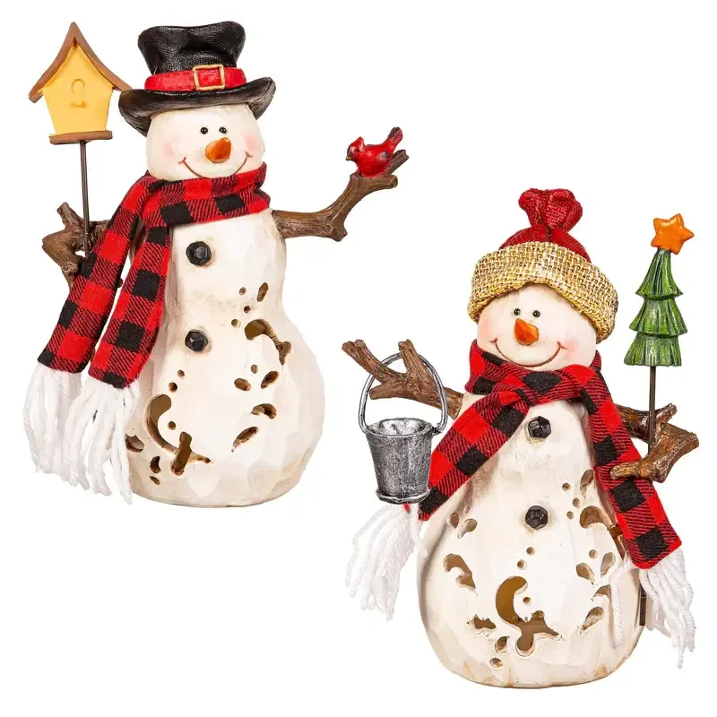 LED Resin Snowman with Cut-Outs Table Decor