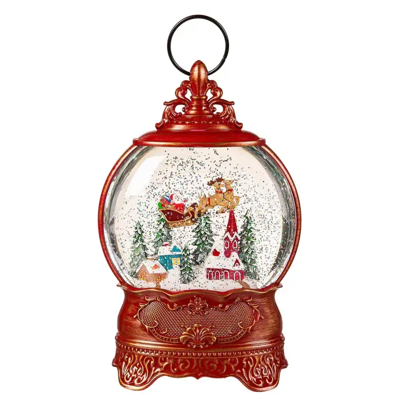 10.5" LED Antique Water Globe with Santa in Sleigh