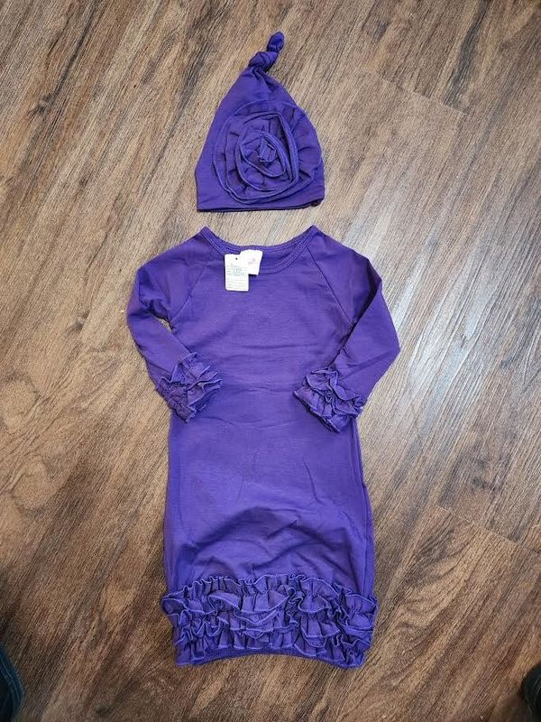 Ruffle Sleeve Gown w/ Hat Purple