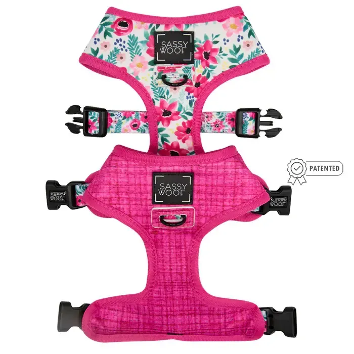 Sassy Woof DOG REVERSIBLE HARNESS - FLORAL FRENZY Medium