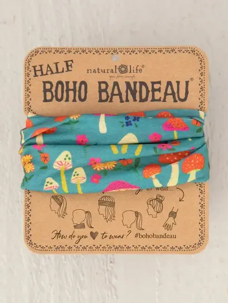 Natural Life Half Boho Bandeau® Headband - Mushroom Print