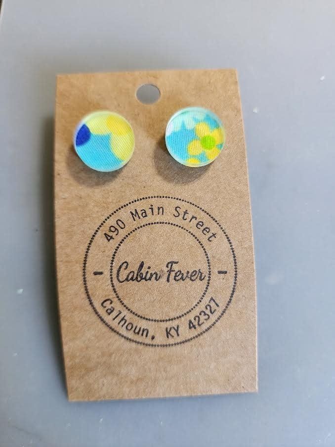 Blue &amp; Green Floral Round Earring