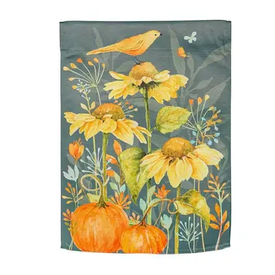 Yellow Finch and Sunflowers Suede Garden Flag