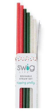 Swig Christmas Glitter Reusable Straw Set
