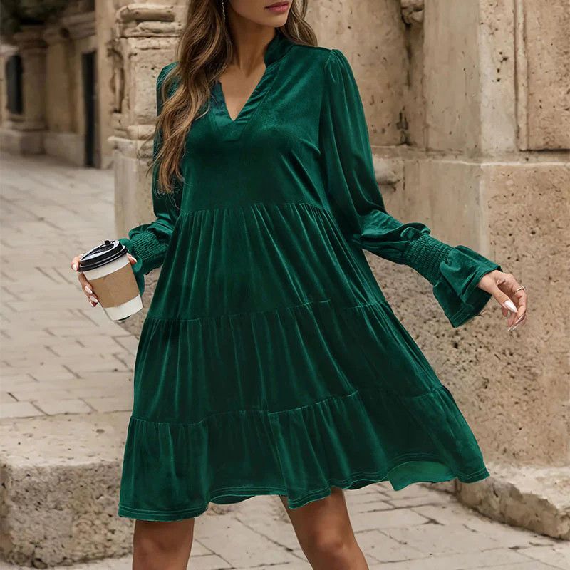Velour Dress, Color: Green, Size: S
