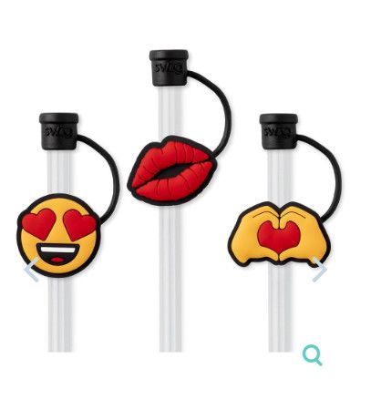 Swig Valentine&#39;s Day Emoji Straw Topper Set