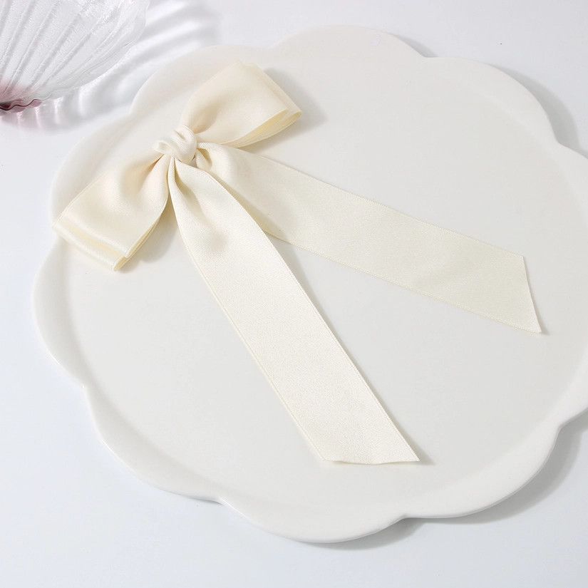 Tinan Long Ribbon Bow Hair Clips, Color: White