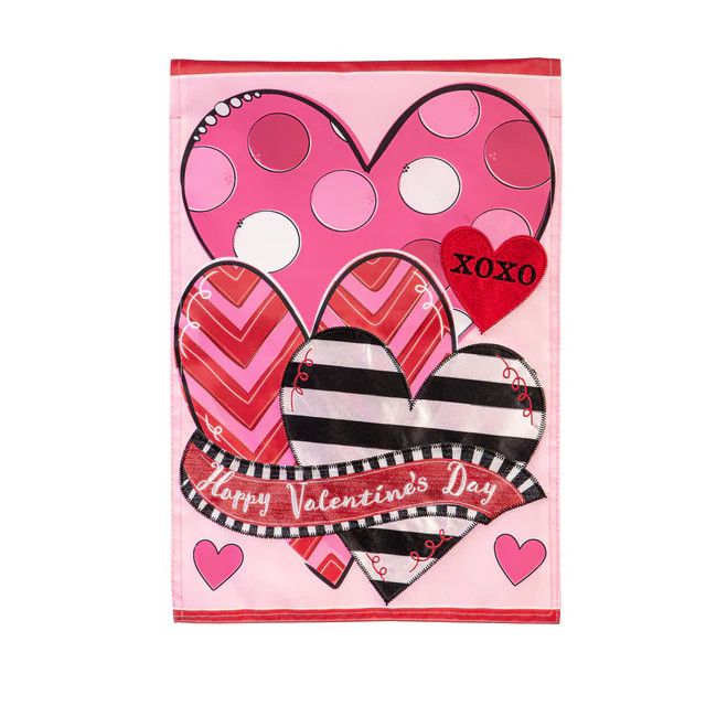 Happy Valentine&#39;s Day Sweethearts Applique Garden Flag