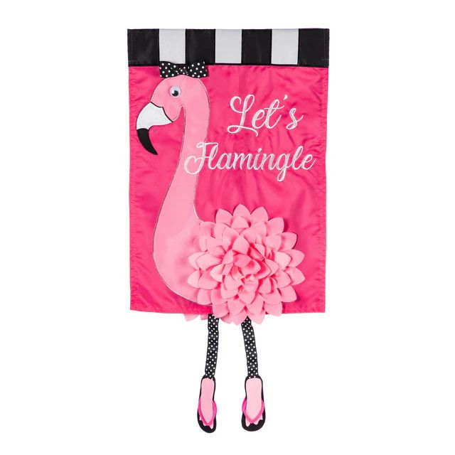 Let&#39;s Flamingle AppliqueGarden Flag