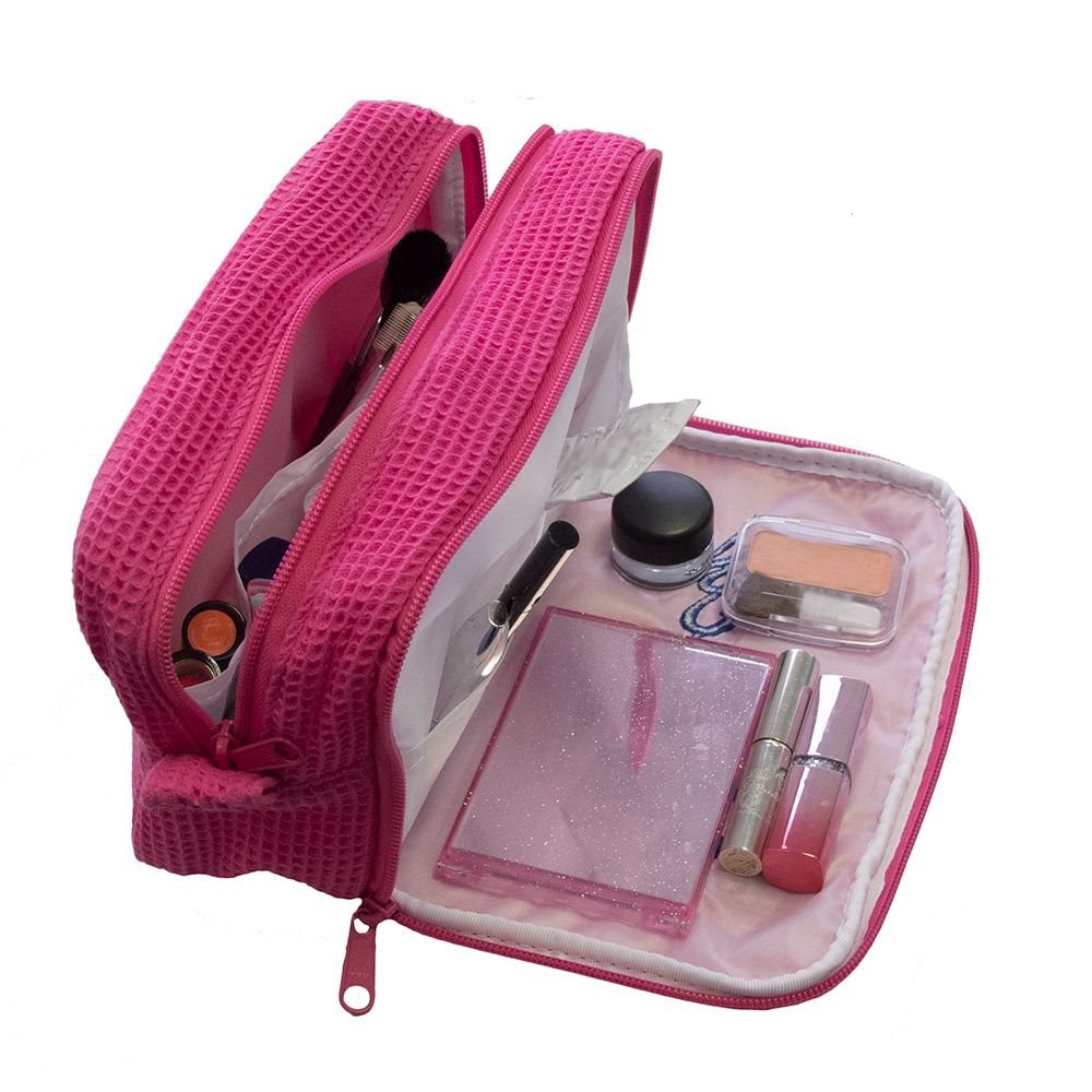 Cotton Waffle Weave Makeup Bag