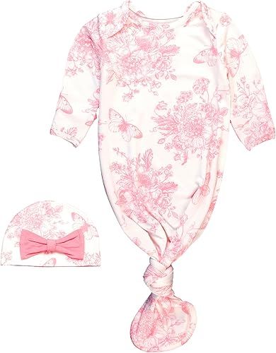 Rufflebutts Butterfly Garden Toile Ruffle Knotted Sleep Gown