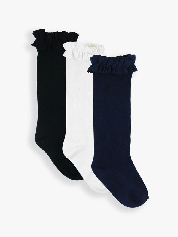 RuffleButts Black, White &amp; Dark Navy 3-pack Knee High Socks 12-24m