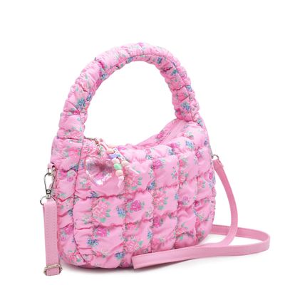 OMG Quilted Scrunchies Floral Printed Mini Hobo Crossbody Bag
