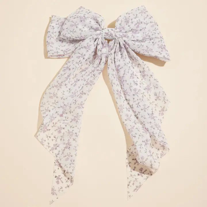 Romantic Floral Print Long Tail Chiffon Ribbon Hair Pin