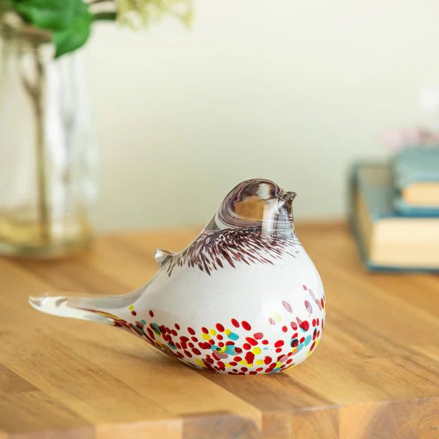 Decorative Bird Glass Table Decor White