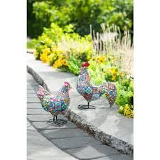 Resin Rooster/Hens Statue