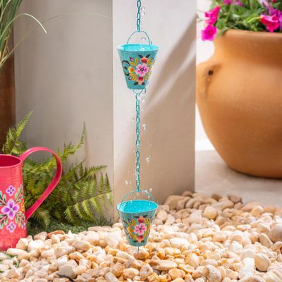 Vibrant Hand-Painted Flower Rain Chain, 72&quot; H