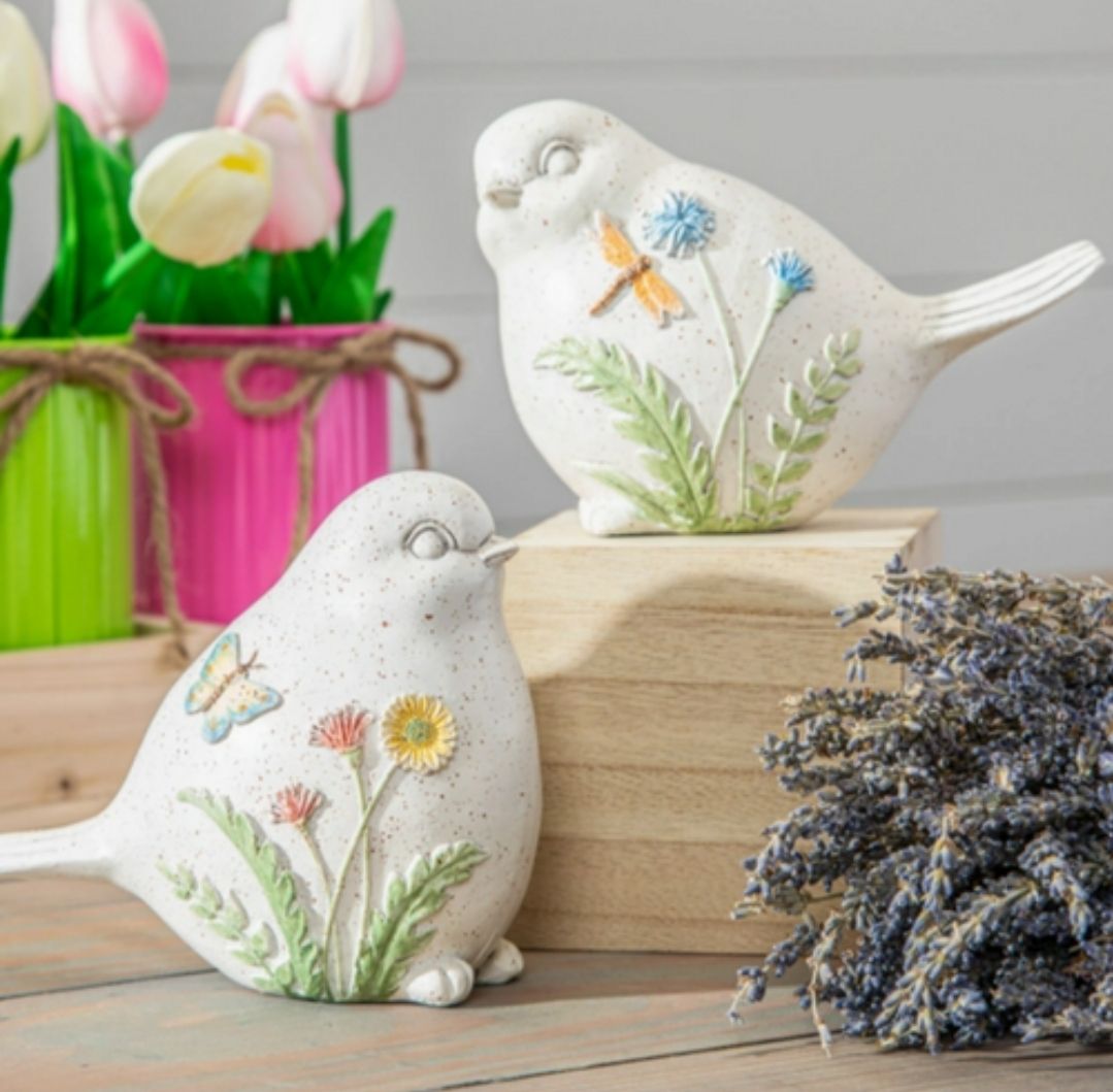 Floral Bird Resin Table Decor