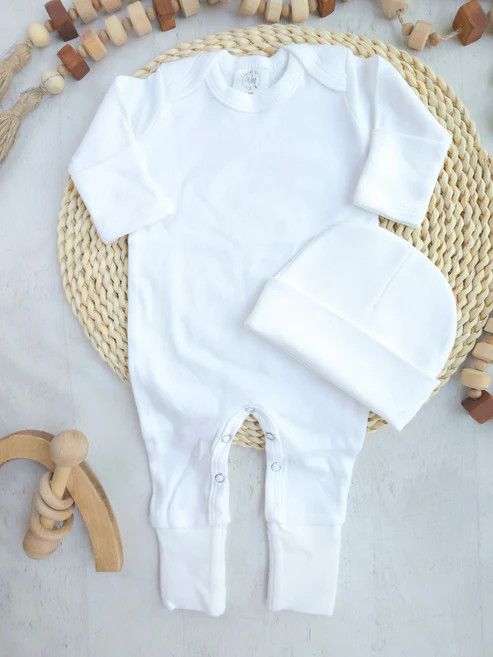 Wonderfully Made Blank Romper w/ cap, Color: White, Size: Preemie