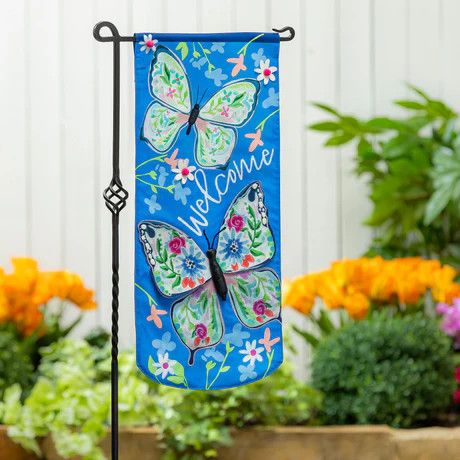 Fluttering Butterfly Garden Everlasting Impression Textile Flag