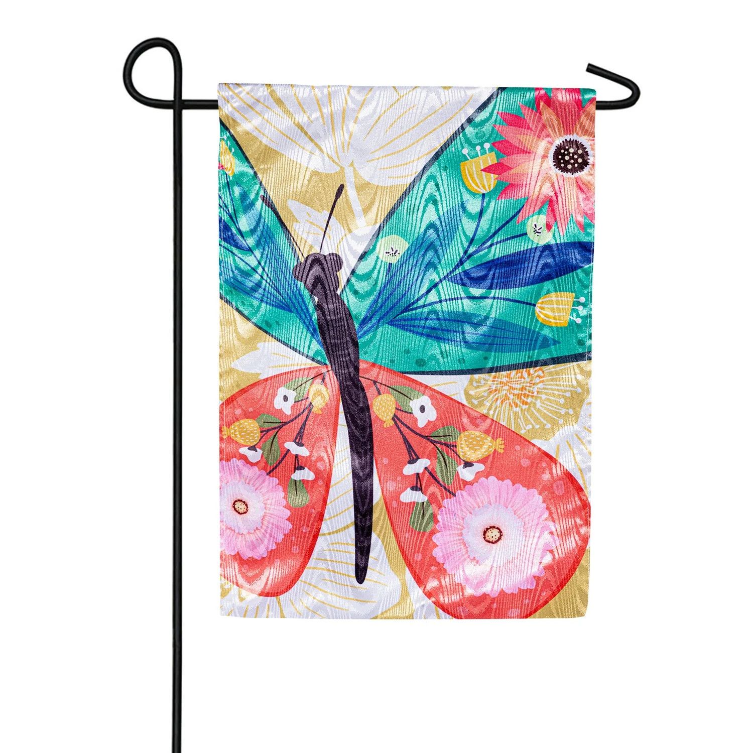 Folk Butterfly Moire Garden Flag