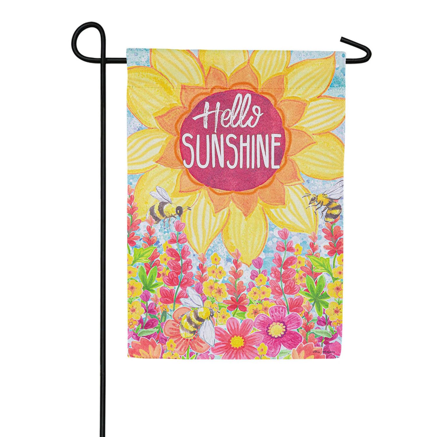 Hello Sunshine Suede Garden Flag