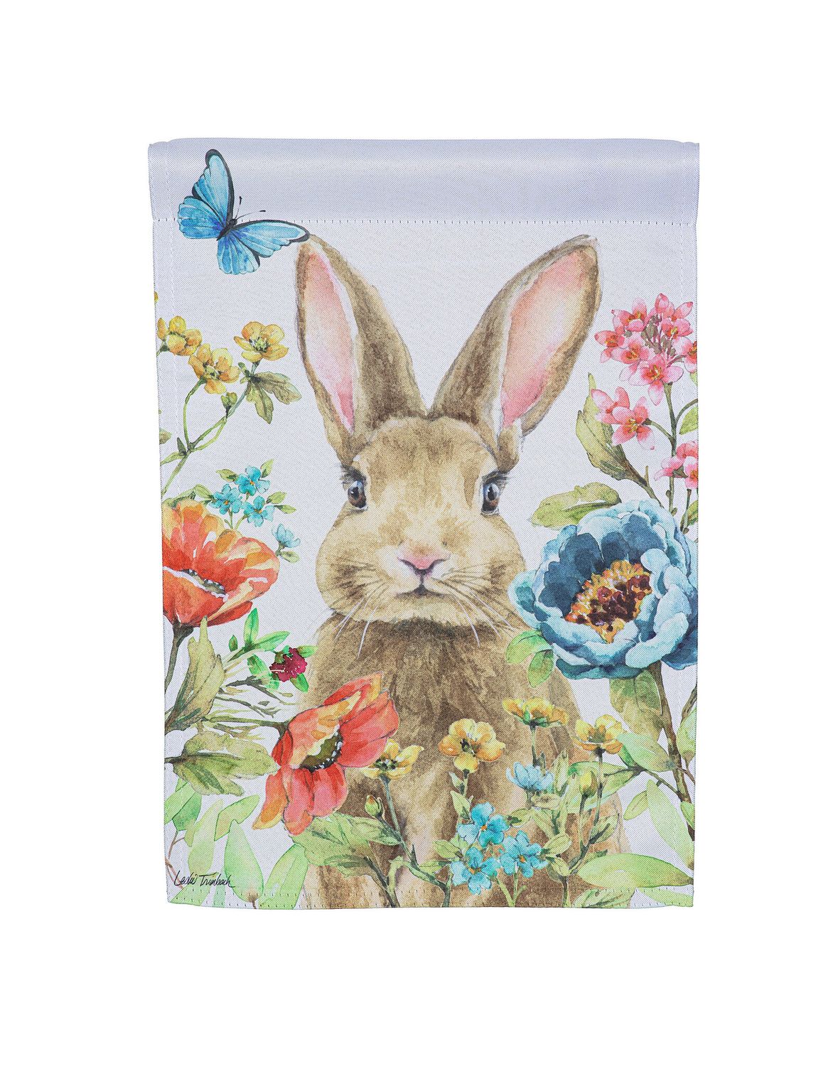 Garden Bunnies Suede Garden Flag