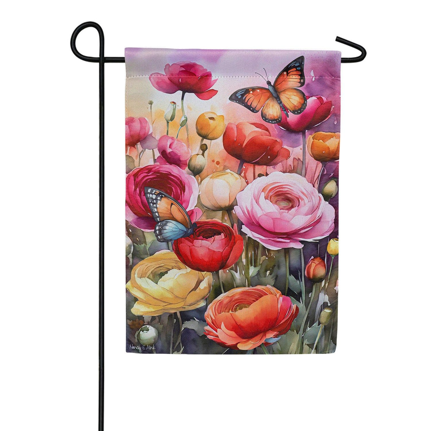 Sunset Garden Double Sided Suede Garden Flag