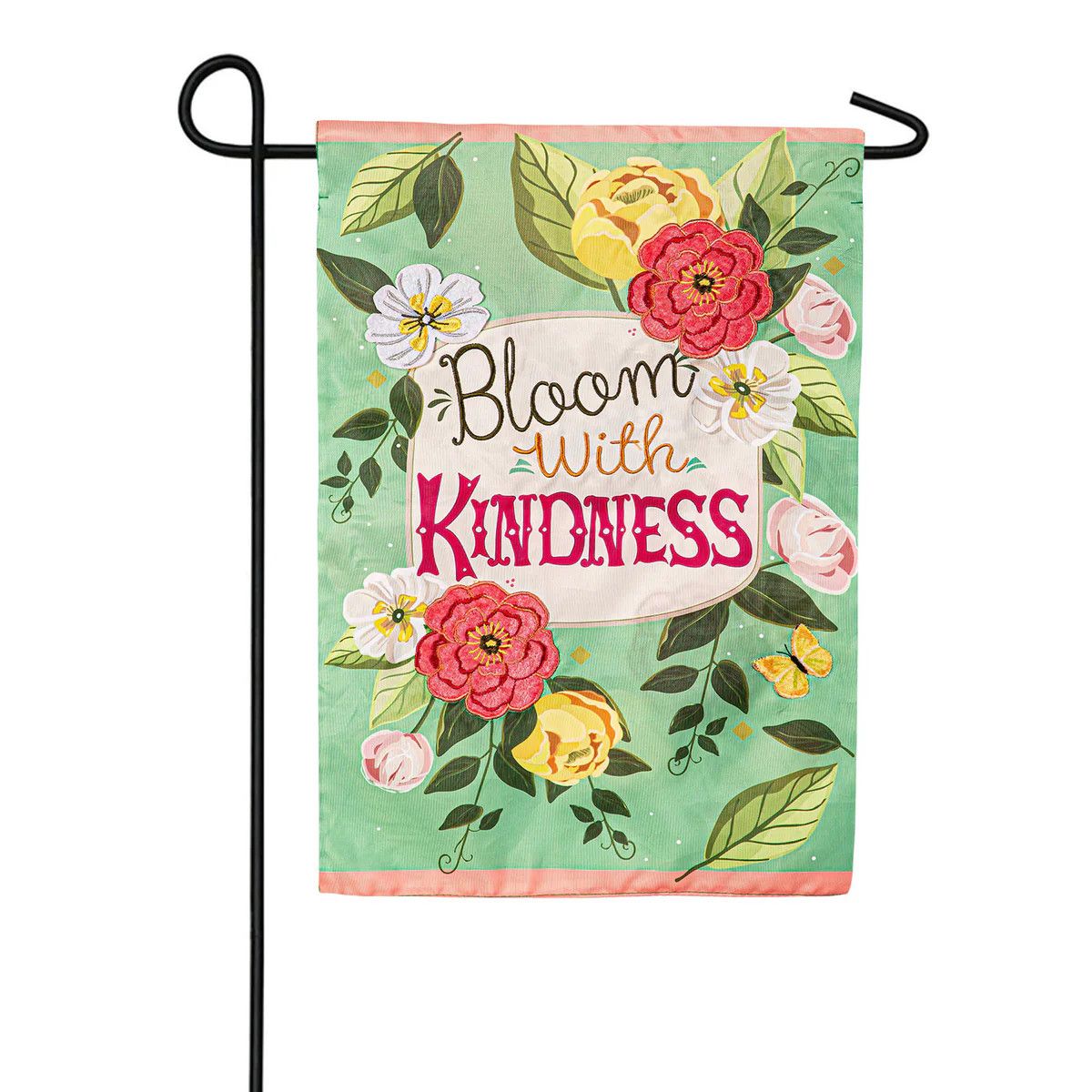 Bloom with Kindness Applique Garden Flag